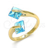 Oro Laminado Multi Stone Ring, Gold Filled Style with Blue Topaz Cubic Zirconia, Polished, Golden Finish, 01.284.0054