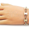 Oro Laminado Fancy Bracelet, Gold Filled Style Puff Mariner Design, with White Cubic Zirconia, Polished, Golden Finish, 03.213.0383.08