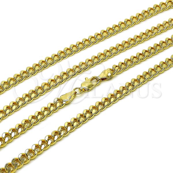 Oro Laminado Basic Necklace, Gold Filled Style Miami Cuban Design, Polished, Golden Finish, 04.213.0099.22