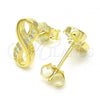 Sterling Silver Stud Earring, Infinite Design, with White Micro Pave, Polished, Golden Finish, 02.336.0168.2