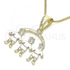 Oro Laminado Pendant Necklace, Gold Filled Style Little Boy Design, Polished, Tricolor, 04.351.0004.20