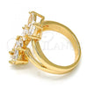 Oro Laminado Multi Stone Ring, Gold Filled Style with White Cubic Zirconia, Polished, Golden Finish, 01.210.0047.08 (Size 8)