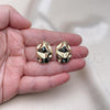 Oro Laminado Stud Earring, Gold Filled Style Chunky Design, Polished, Golden Finish, 02.385.0052