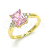 Oro Laminado Multi Stone Ring, Gold Filled Style with Pink and White Cubic Zirconia, Polished, Golden Finish, 01.210.0119.1.06