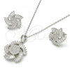 Sterling Silver Earring and Pendant Adult Set, with White Cubic Zirconia, Polished, Rhodium Finish, 10.286.0012