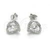 Sterling Silver Stud Earring, with White Cubic Zirconia, Polished, Rhodium Finish, 02.186.0109