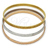Stainless Steel Trio Bangle, Greek Key Design, Polished, Tricolor, 07.244.0004.06 (05 MM Thickness, Size 6 - 2.75 Diameter)