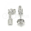 Sterling Silver Stud Earring, with White Cubic Zirconia, Polished, Rhodium Finish, 02.336.0071