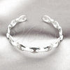 Rhodium Plated Individual Bangle, Puff Mariner Design, with White Micro Pave, Polished, Rhodium Finish, 07.60.0016.1