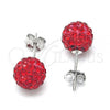 Sterling Silver Stud Earring, with Garnet Crystal, Polished, Rhodium Finish, 02.332.0042.5