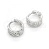 Sterling Silver Huggie Hoop, with White Micro Pave, Polished, Rhodium Finish, 02.332.0038.12