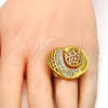 Oro Laminado Multi Stone Ring, Gold Filled Style with White Crystal, Polished, Golden Finish, 01.241.0042.10 (Size 10)