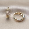 Oro Laminado Huggie Hoop, Gold Filled Style Diamond Cutting Finish, Tricolor, 02.170.0539.18