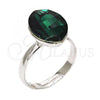 Rhodium Plated Multi Stone Ring, with Emerald Swarovski Crystals, Polished, Rhodium Finish, 01.239.0008.4 (One size fits all)