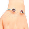 Rhodium Plated Individual Bangle, with Rose Peach Swarovski Crystals, Polished, Rhodium Finish, 07.239.0007.8 (03 MM Thickness, One size fits all)