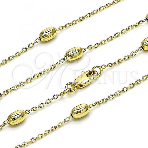 Oro Laminado Basic Necklace, Gold Filled Style Rolo Design, Polished, Golden Finish, 04.213.0281.18