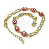 Oro Laminado Fancy Bracelet, Gold Filled Style Evil Eye Design, Red Polished, Golden Finish, 03.63.2072.1.08