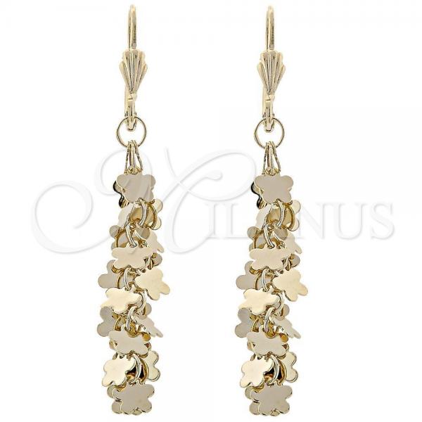 Oro Laminado Long Earring, Gold Filled Style Flower Design, Polished, Golden Finish, 5.087.012