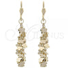 Oro Laminado Long Earring, Gold Filled Style Flower Design, Polished, Golden Finish, 5.087.012