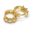 Oro Laminado Huggie Hoop, Gold Filled Style with White Cubic Zirconia, Polished, Golden Finish, 02.156.0138.15