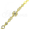 Sterling Silver Fancy Bracelet, with Sapphire Blue and White Cubic Zirconia, Polished, Golden Finish, 03.369.0003.2.07