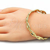 Oro Laminado Individual Bangle, Gold Filled Style Puff Mariner Design, Polished, Golden Finish, 07.341.0003