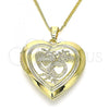 Oro Laminado Pendant Necklace, Gold Filled Style Heart Design, Polished, Golden Finish, 04.117.0027.20