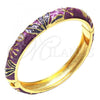 Oro Laminado Individual Bangle, Gold Filled Style Flower Design, Purple Enamel Finish, Golden Finish, 07.246.0008.05 (10 MM Thickness, Size 5 - 2.50 Diameter)