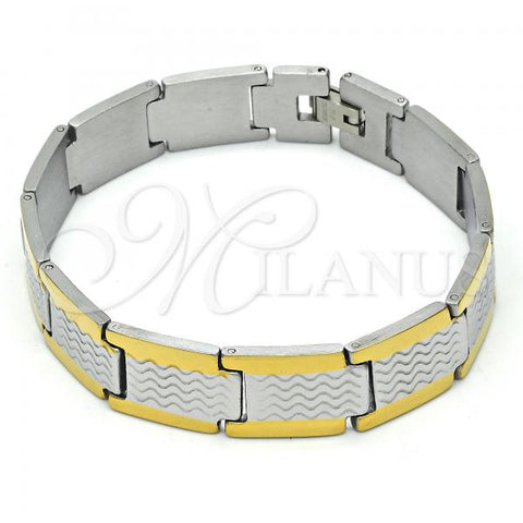 Stainless Steel Solid Bracelet, Polished, Two Tone, 03.114.0310.08