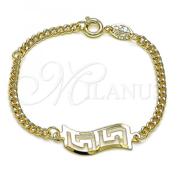 Oro Laminado ID Bracelet, Gold Filled Style Greek Key Design, Polished, Golden Finish, 5.228.020.06