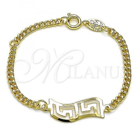 Oro Laminado ID Bracelet, Gold Filled Style Greek Key Design, Polished, Golden Finish, 5.228.020.06