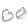 Sterling Silver Huggie Hoop, Heart Design, with White Micro Pave, Polished, Rhodium Finish, 02.186.0138.1.15