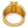 Oro Laminado Multi Stone Ring, Gold Filled Style with White Cubic Zirconia, Polished, Golden Finish, 01.99.0015.08 (Size 8)