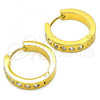 Stainless Steel Huggie Hoop, with White Crystal, Polished, Golden Finish, 02.216.0064.20