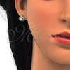 Sterling Silver Stud Earring, Crown Design, with White Cubic Zirconia, Polished,, 02.285.0059