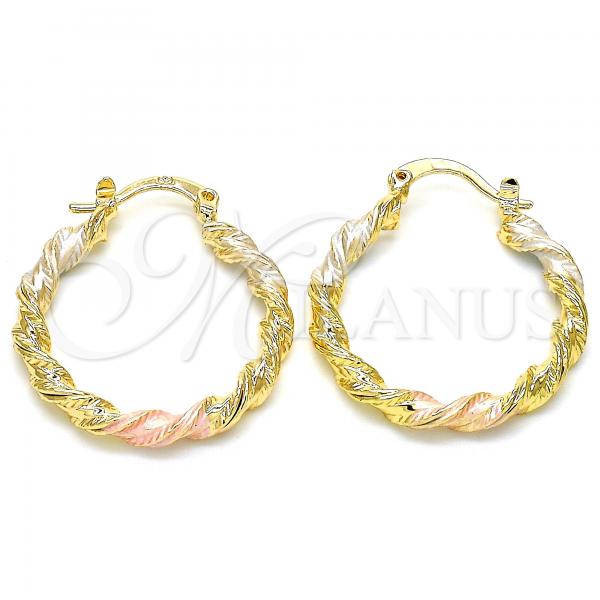 Oro Laminado Small Hoop, Gold Filled Style Polished, Tricolor, 02.170.0251.25