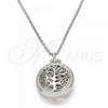 Sterling Silver Pendant Necklace, Tree Design, with White Cubic Zirconia, Polished, Rhodium Finish, 04.336.0137.16