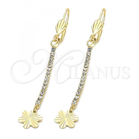 Oro Laminado Long Earring, Gold Filled Style Star Design, with  Cubic Zirconia, Golden Finish, 5.086.001