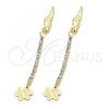 Oro Laminado Long Earring, Gold Filled Style Star Design, with  Cubic Zirconia, Golden Finish, 5.086.001