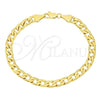 Oro Laminado Basic Bracelet, Gold Filled Style Curb Design, Polished, Golden Finish, 5.222.005.07