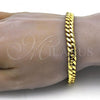 Oro Laminado Basic Bracelet, Gold Filled Style Miami Cuban Design, Polished, Golden Finish, 03.278.0001.08
