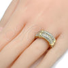 Oro Laminado Multi Stone Ring, Gold Filled Style with White Crystal, Polished, Golden Finish, 01.59.0017.07 (Size 7)