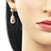 Rhodium Plated Dangle Earring, Teardrop and Ball Design, Polished, Rhodium Finish, 02.60.0161.1