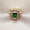 Oro Laminado Multi Stone Ring, Gold Filled Style Cluster Design, with Green and White Cubic Zirconia, Polished, Golden Finish, 01.196.0032