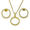 Oro Laminado Earring and Pendant Adult Set, Gold Filled Style with Ivory Pearl, Polished, Golden Finish, 10.379.0069