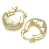 Oro Laminado Small Hoop, Gold Filled Style Heart Design, Polished, Golden Finish, 02.233.0031.20