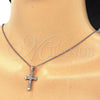 Sterling Silver Pendant Necklace, Cross Design, with White Micro Pave, Polished, Rose Gold Finish, 04.336.0117.1.16