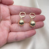 Oro Laminado Dangle Earring, Gold Filled Style Ball Design, Polished, Golden Finish, 02.213.0604