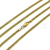 Oro Laminado Basic Necklace, Gold Filled Style Miami Cuban Design, Diamond Cutting Finish, Golden Finish, 04.63.1424.24