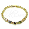 Oro Laminado Fancy Bracelet, Gold Filled Style with Multicolor Cubic Zirconia, Polished, Golden Finish, 03.283.0091.1.07